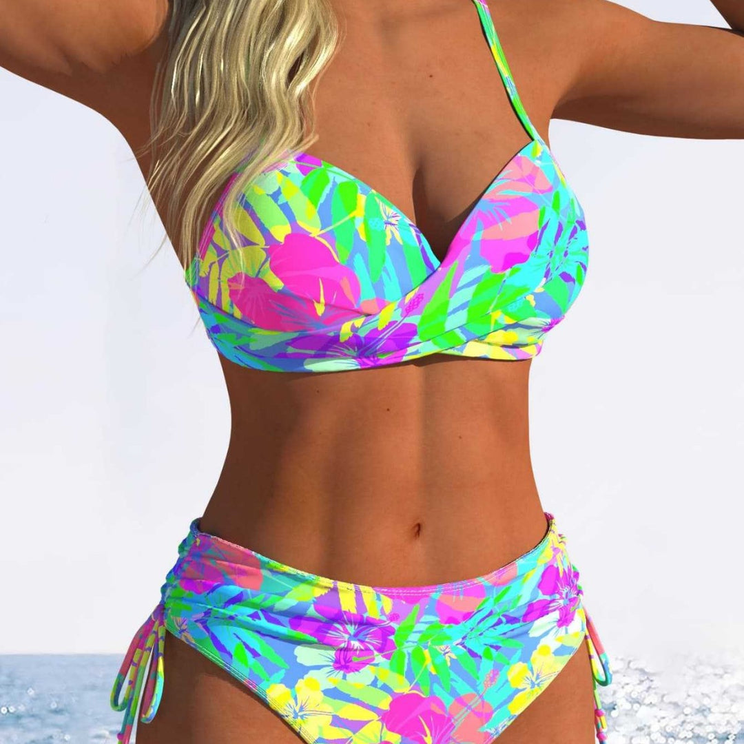 Damen Bikini-Set mit raffiniertem Wickel-Oberteil und hohem Beinausschnitt Drune