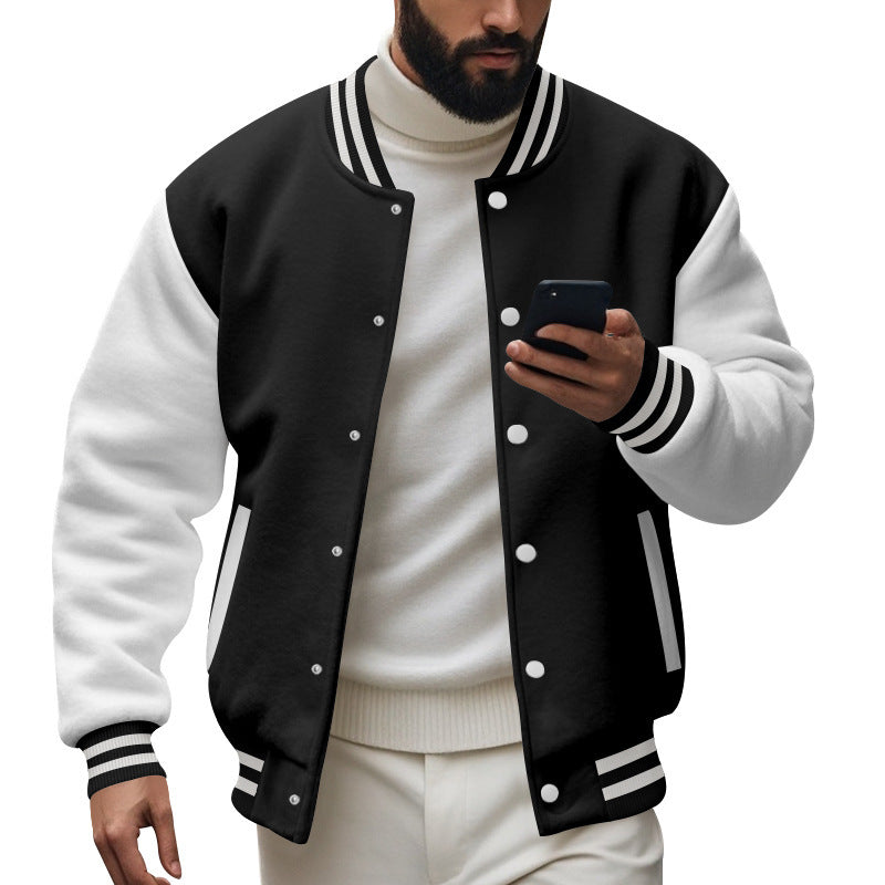 Herren Varsity-Jacke mit kontrastierenden Ärmeln und gestreiften Bündchen Drune