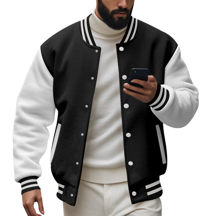 Herren Varsity-Jacke mit kontrastierenden Ärmeln und gestreiften Bündchen Drune