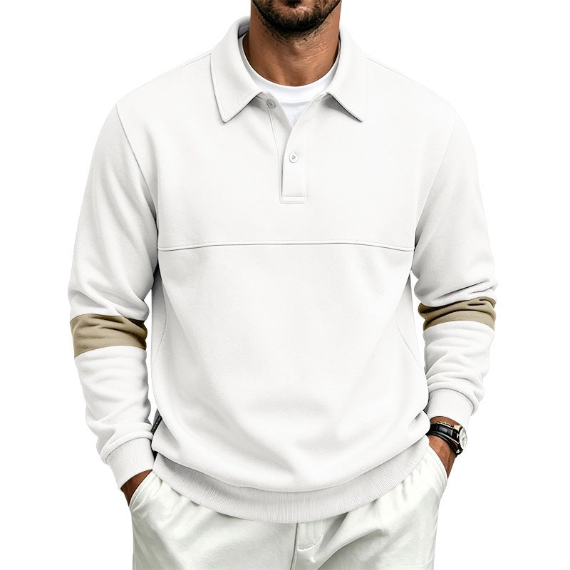 Herren Poloshirt-Pullover mit Brustnaht und Kontraststreifen an den Ärmeln Drune