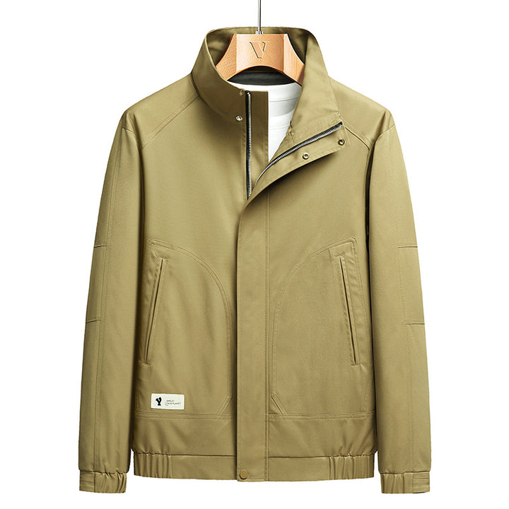 Herren Leichte Stehkragen-Fieldjacke mit verdeckter Reißverschlussleiste und elastischem Saum Drune