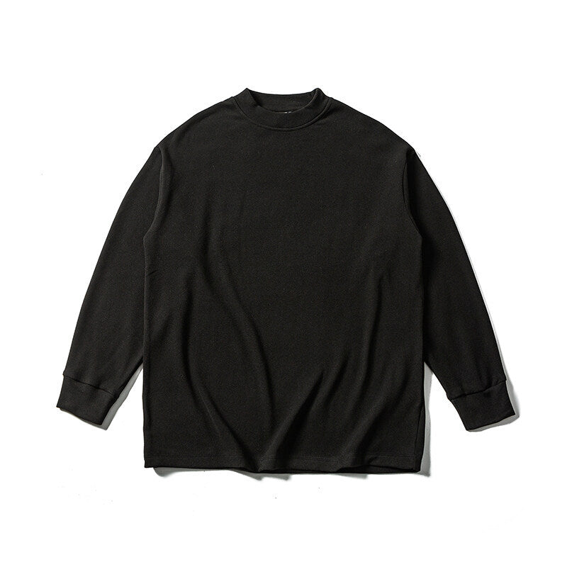 Unisex Oversize-Langarmshirt mit Mockneck aus Baumwollmischung Drune