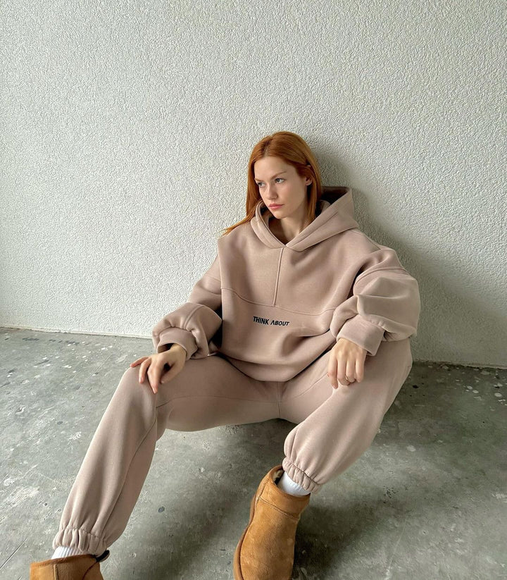 Damen bequemer Hoodie mit weitem Schnitt und praktischen Kängurutaschen Drune