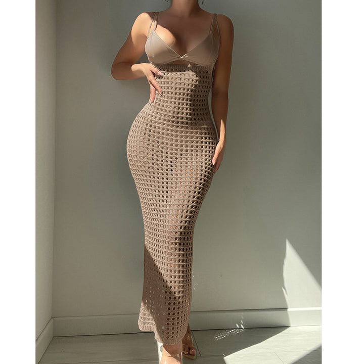 Damen figurbetontes Häkelkleid mit transparentem Design Drune