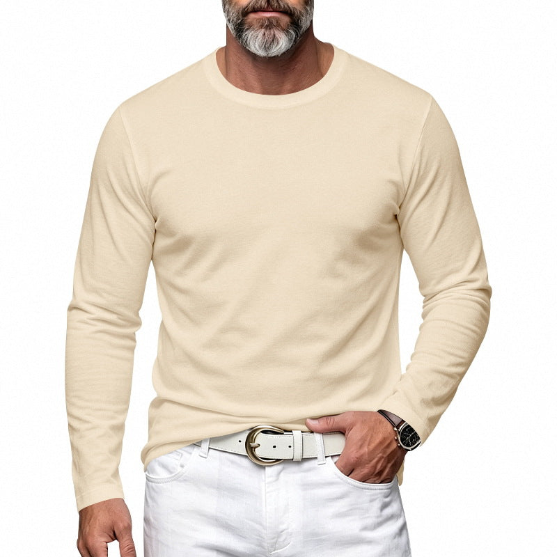 Herren Slim-Fit Baumwoll-Langarmshirt mit Rundhalsausschnitt Drune