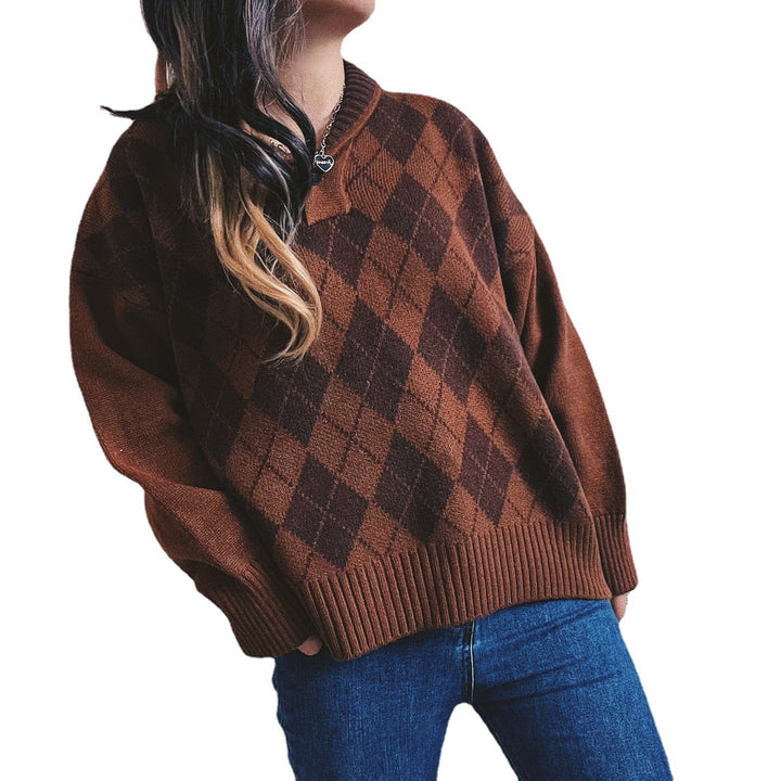 Damen Strickpullover mit klassischem Rauten-Design und modernem Schnitt Drune