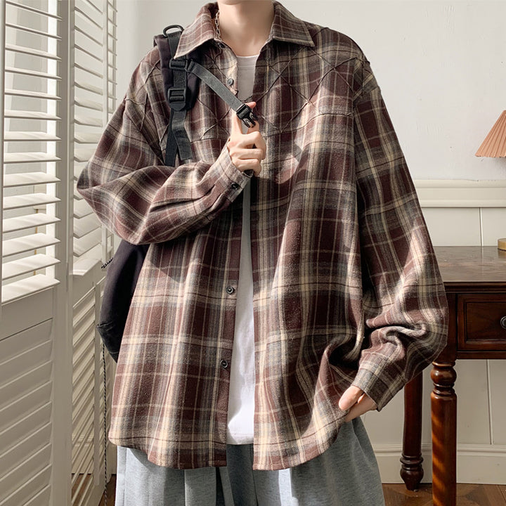 Damen Lässige Karomuster Overshirt Drune