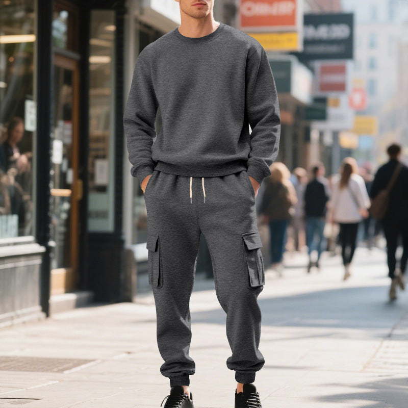 Herren nan utilitärische Cargo-Jogginghose mit großen Klapp- und Reißverschlusstaschen, elastischem Tunnelzugbund und gerippten Beinabschlüssen Drune