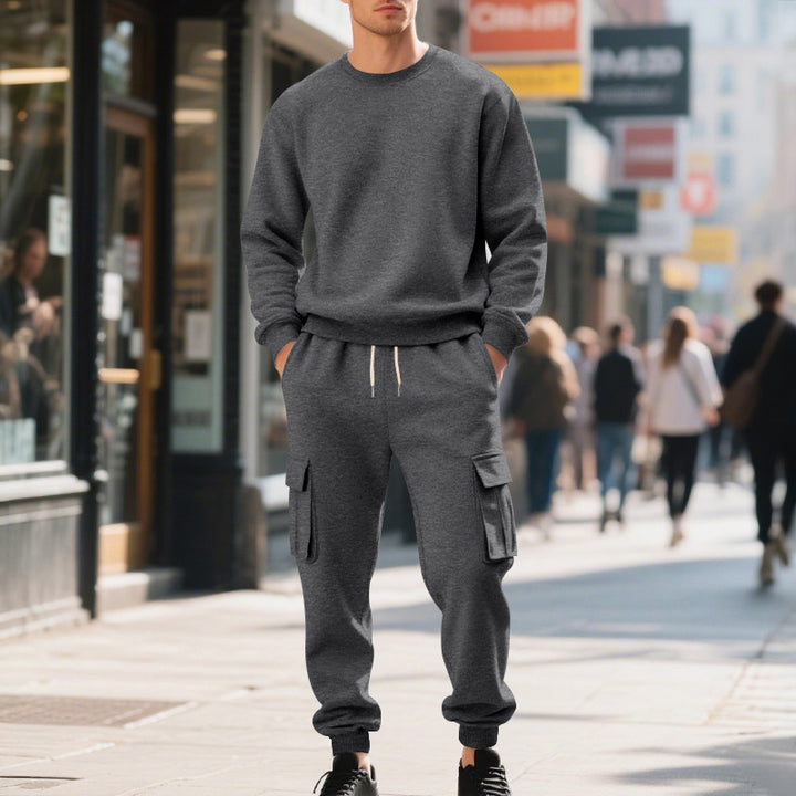 Herren nan utilitärische Cargo-Jogginghose mit großen Klapp- und Reißverschlusstaschen, elastischem Tunnelzugbund und gerippten Beinabschlüssen Drune