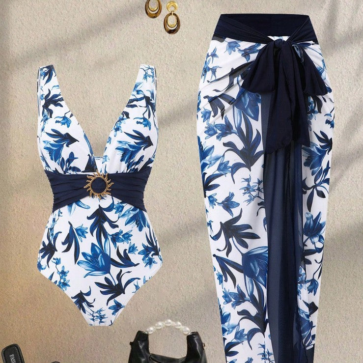 Damen Badeanzug mit elegantem Überrock Drune