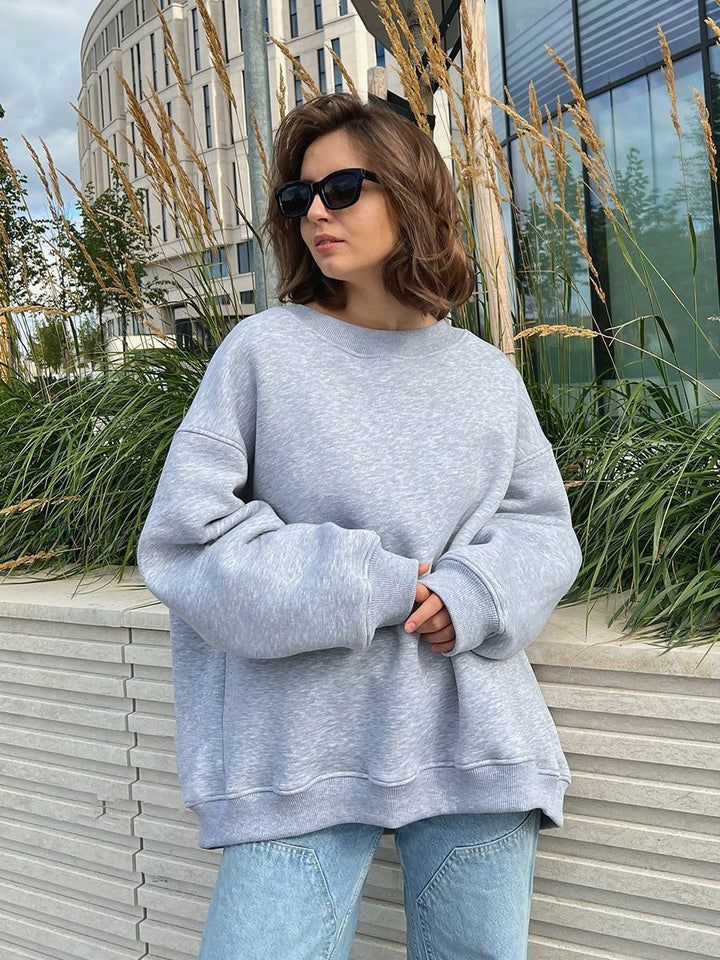 Damen Oversized Sweatshirt mit dropped Shoulder und weichem Fleece-Waren Drune