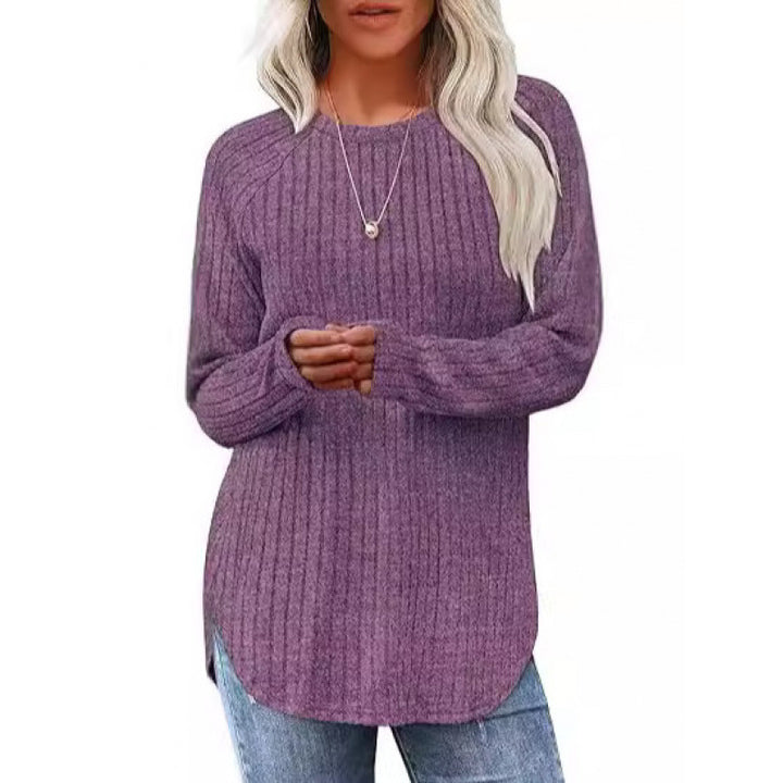 Damen lässiger Pullover mit geripptem Muster und weitem Schnitt Drune