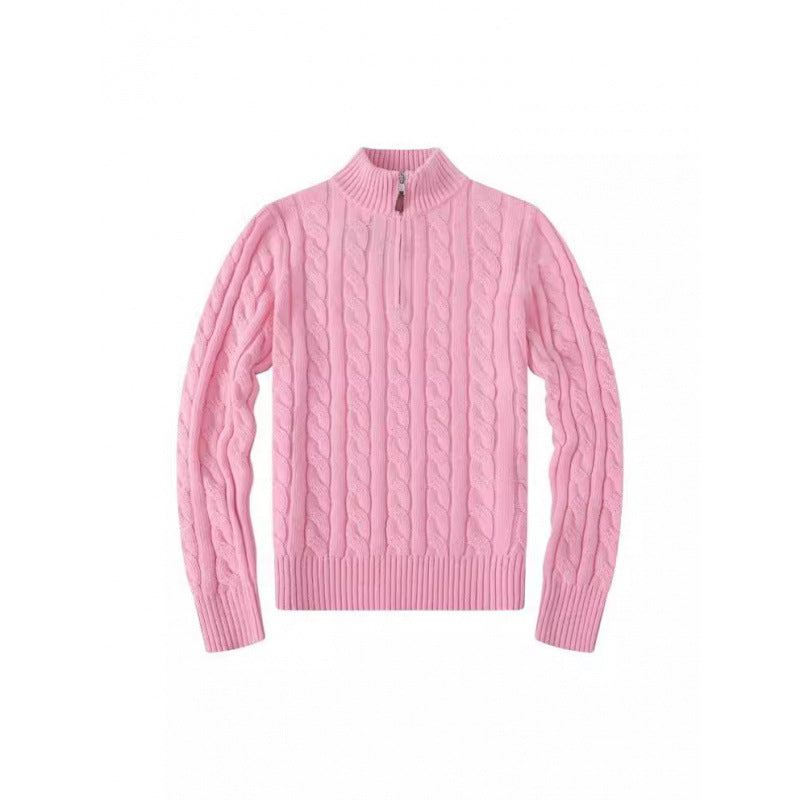 Herren Kabelstrickpullover mit Halbzip und Stehkragen aus weicher Kaschmirmischung Drune