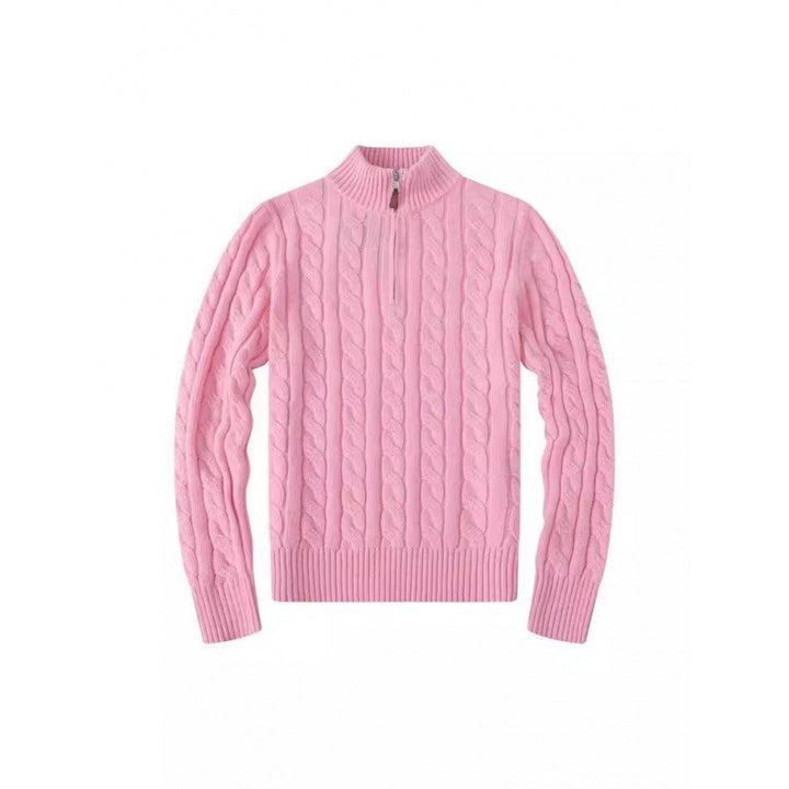 Herren Kabelstrickpullover mit Halbzip und Stehkragen aus weicher Kaschmirmischung Drune