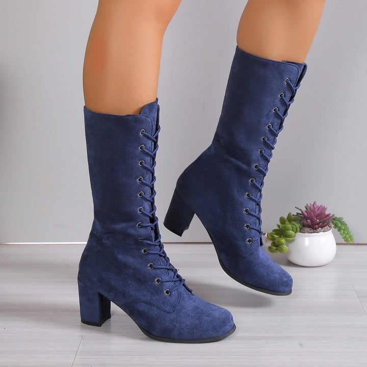 Damen Elegante Schnürstiefel mit hohem Absatz und modischem Design Drune