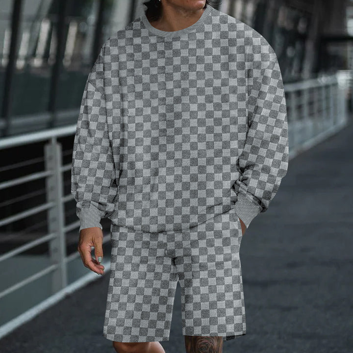 Herren Check-Design Freizeitanzug Drune