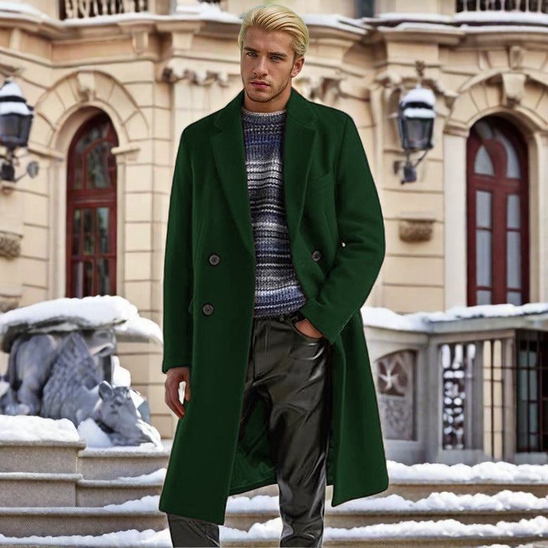 Herren eleganter doppelreihiger Wollmantel Drune