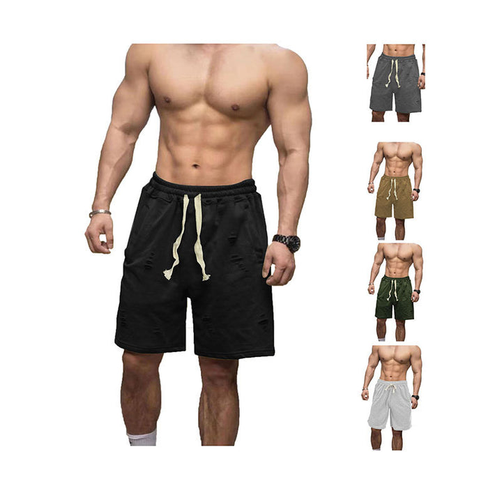 Herren nan lässige Sweatshorts mit elastischem Tunnelzugbund Eingrifftaschen und Used-Optik Drune