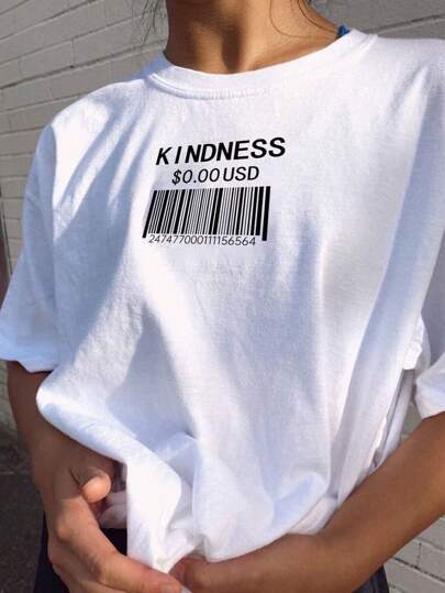Damen T-Shirt mit kreativem Barcode-Design Drune