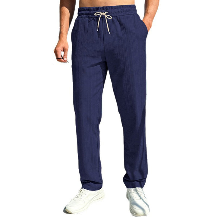 Herren Maritime Freizeit-Hose mit tonaler Rippstruktur, Kordelzug & Seitentaschen Drune