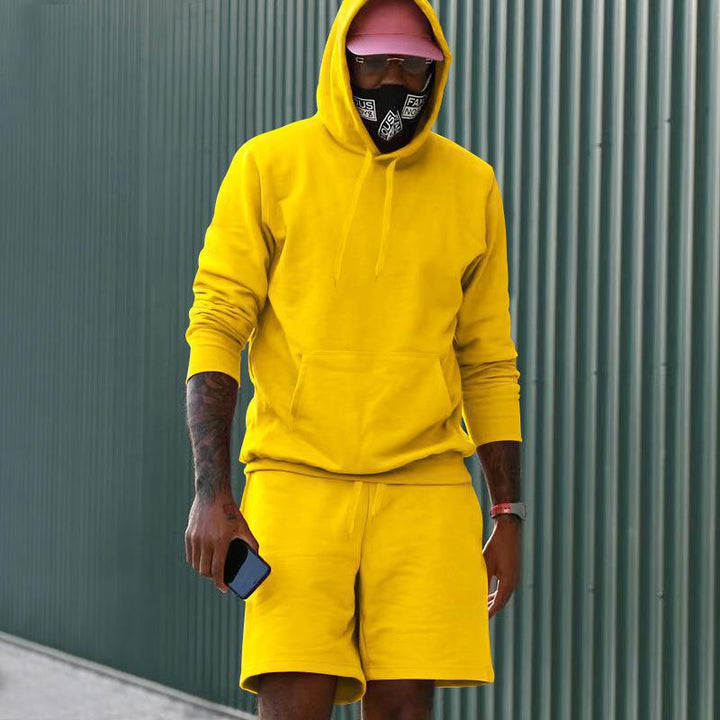 Drune Herren Hoodie-Shorts-Set mit Kängurutasche