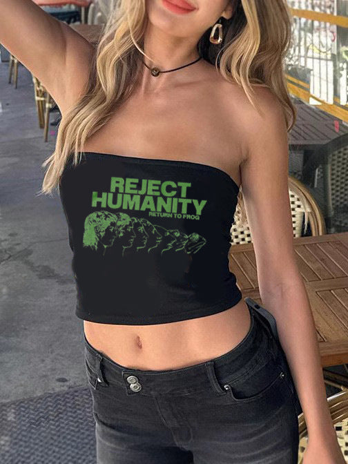 Damen Bandeau-Oberteil mit kreativem Grafikdruck Drune