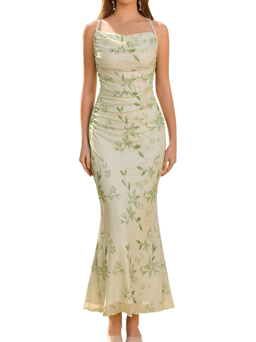 Damen Eingehülltes Abendkleid mit trägerlosem Design und Raffungen Drune