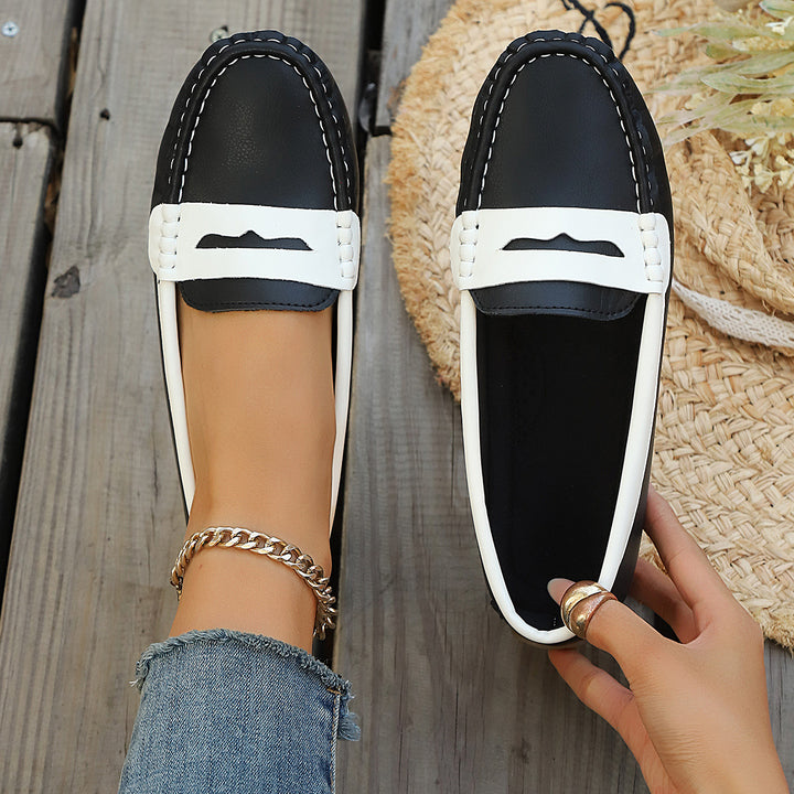 Damen nan klassische Penny-Loafer aus weichem Kunstleder mit gesteppter Rahmennaht und gepolsterter Komfortinnensohle Drune