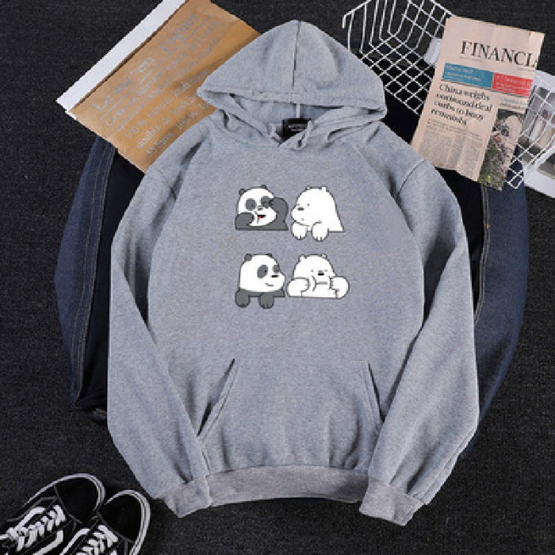 Unisex nan Kapuzenpullover mit niedlichem Comic-Tierprint, Kängurutasche und weichem Fleece-Innenfutter Drune