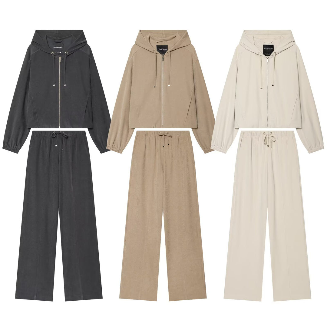 Damen Weite Palazzo-Loungehose mit Tunnelzug und Bügelfalte Drune