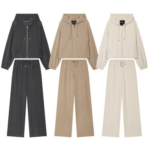 Damen Weite Palazzo-Loungehose mit Tunnelzug und Bügelfalte Drune