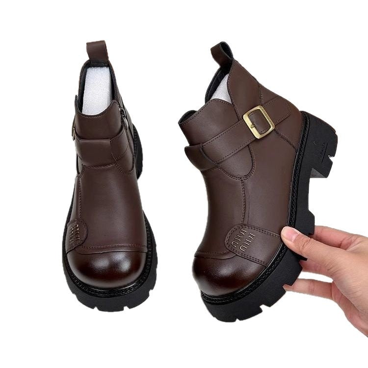 Damen Modische Stiefeletten mit Schnallen-Detail Drune