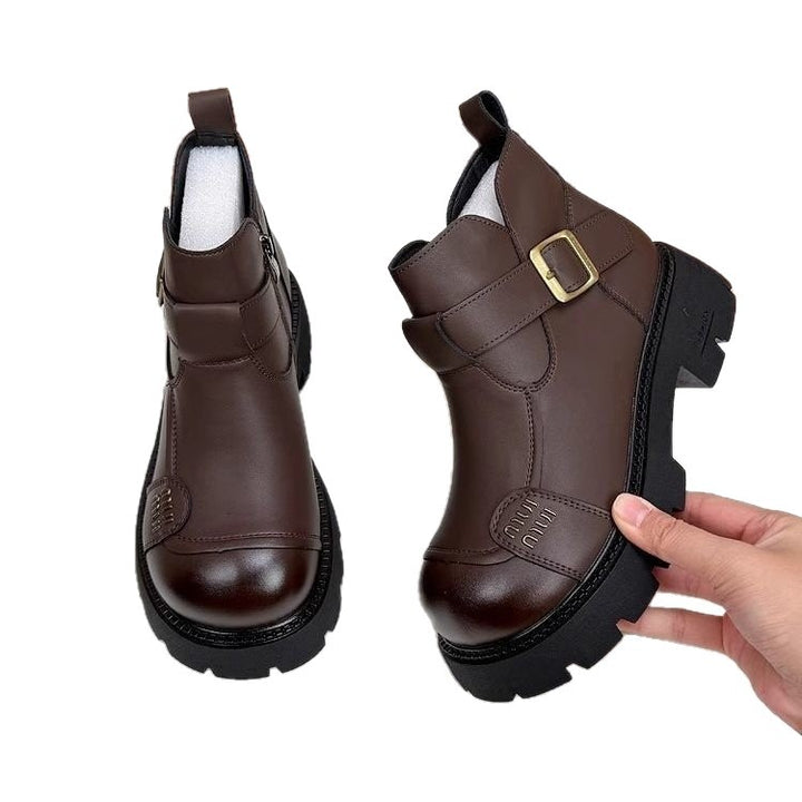 Damen Modische Stiefeletten mit Schnallen-Detail Drune
