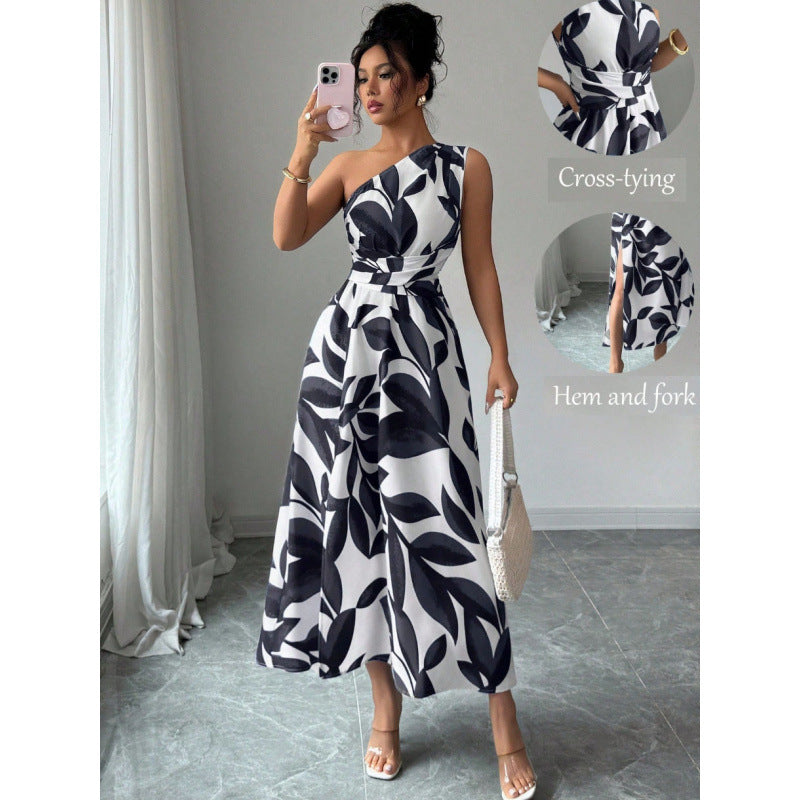 Damen Maxikleid mit asymmetrischem Schnitt und floralem Design Drune