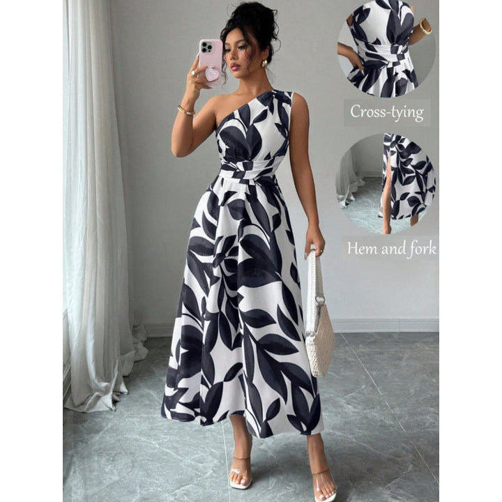 Damen Maxikleid mit asymmetrischem Schnitt und floralem Design Drune