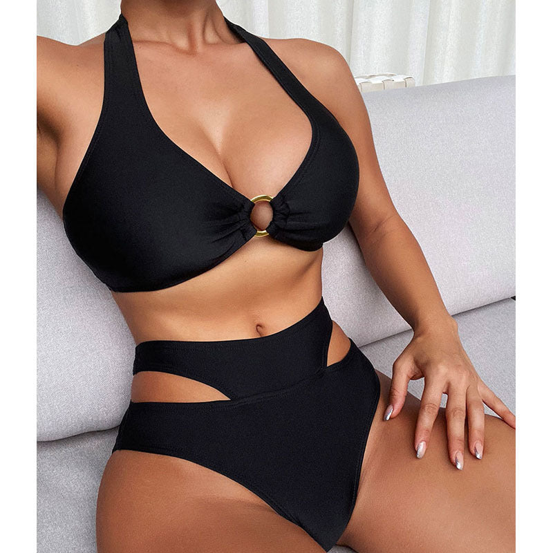 Damen Triangel-Bikini mit hohem Bund und cut-out Details Drune