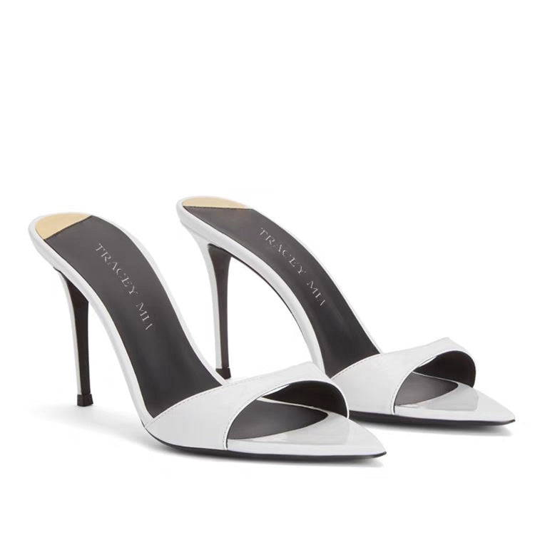 Damen Spitzer Zeh Offene Ferse Stilettos Drune