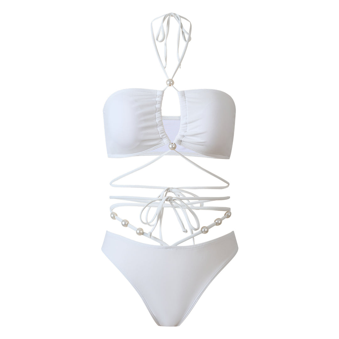 Damen Bikini-Set mit raffinierten Linien und eleganten Perlendetails Drune