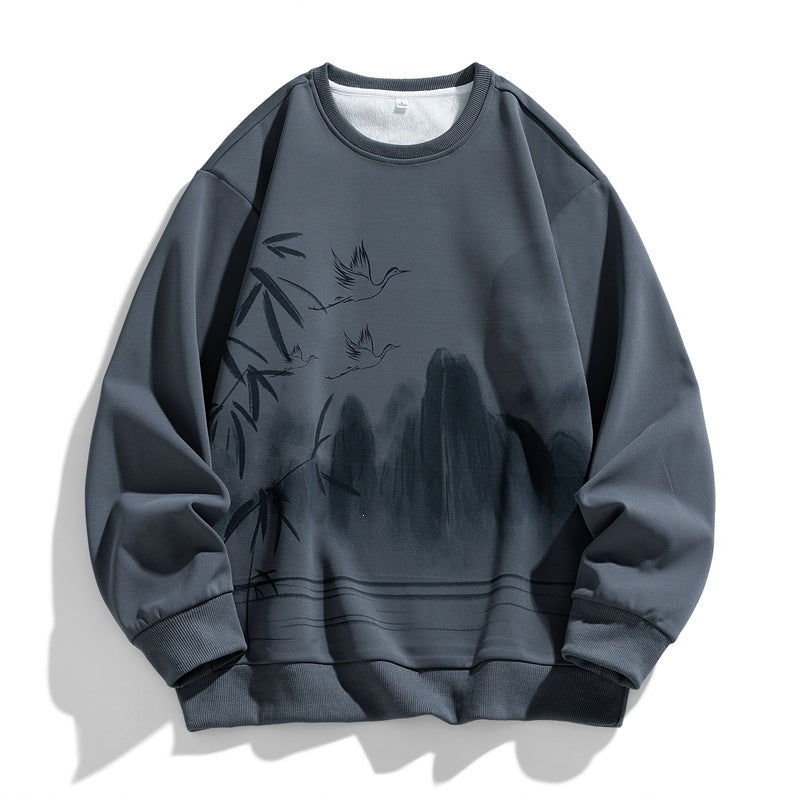 Unisex Oversize‑Sweatshirt mit Pinsel‑Print & geripptem Saum Drune