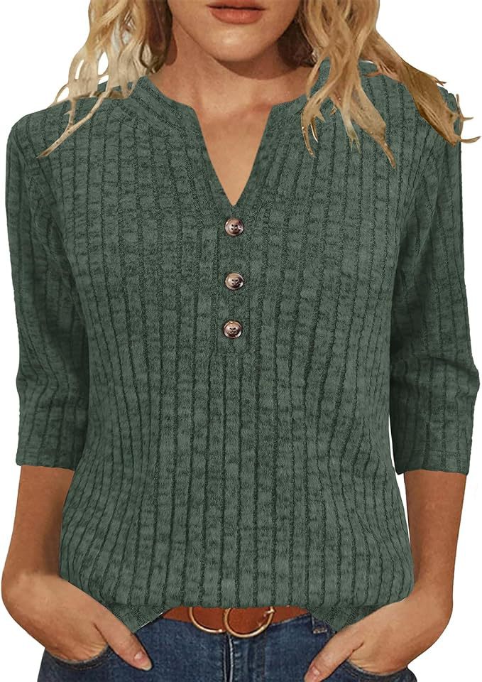 Damen Strickpullover mit dekorativem Knopfverschluss und modernem Rippenmuster Drune