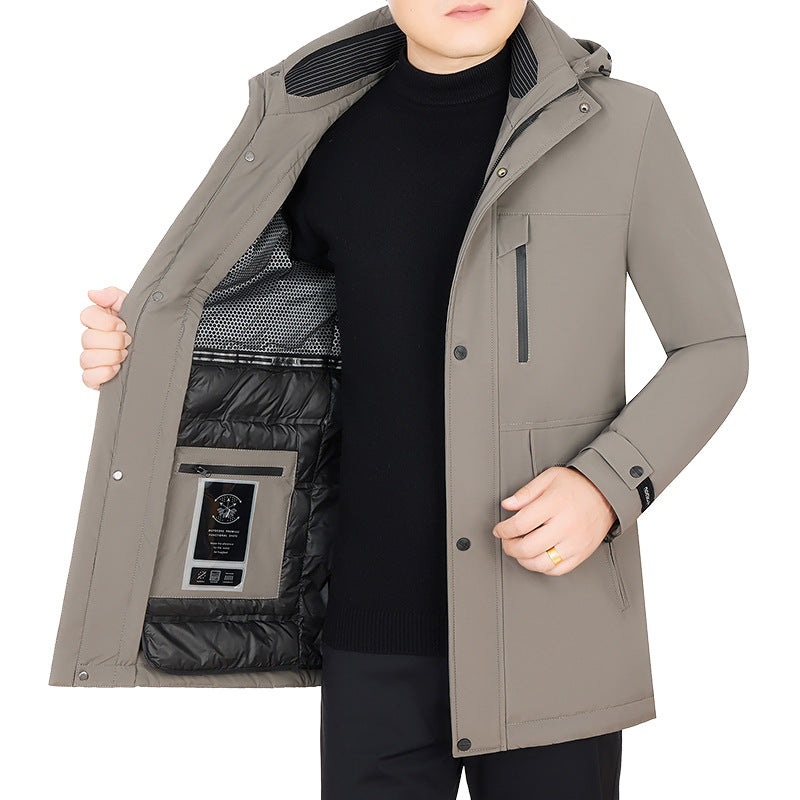 Herren Wasserabweisender Parka mit herausnehmbarer Kapuze und integrierter Smartphone-Innentasche Drune