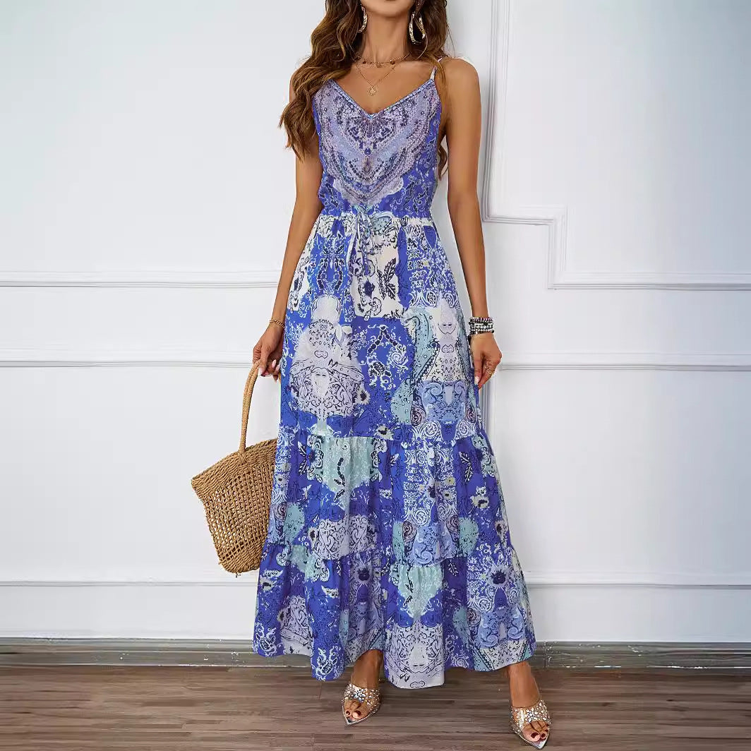 Damen Maxikleid mit luftigen Trägern und floralem Muster Drune