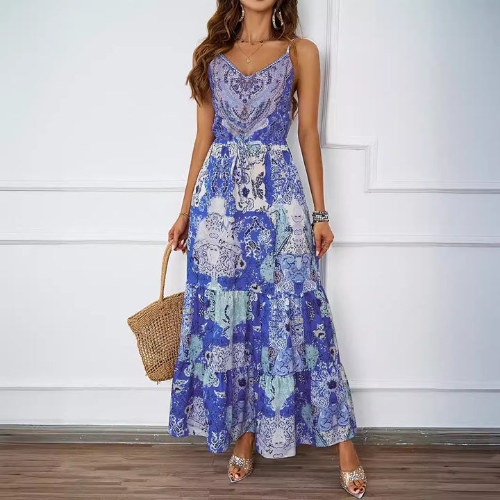 Damen Maxikleid mit luftigen Trägern und floralem Muster Drune