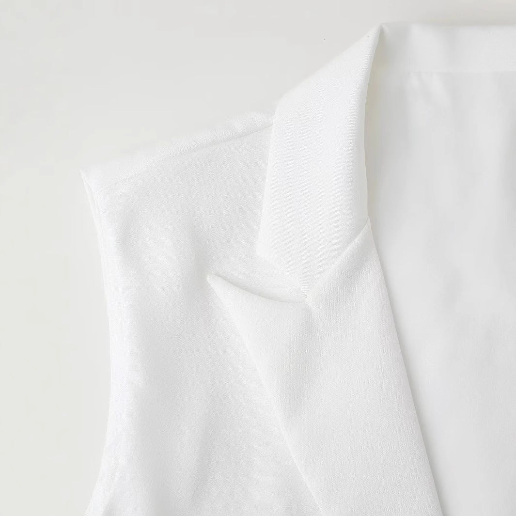 Damen nan taillierte Cropped-Weste mit Reverskragen und einreihigem Knopfverschluss Drune
