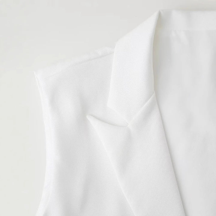 Damen nan taillierte Cropped-Weste mit Reverskragen und einreihigem Knopfverschluss Drune