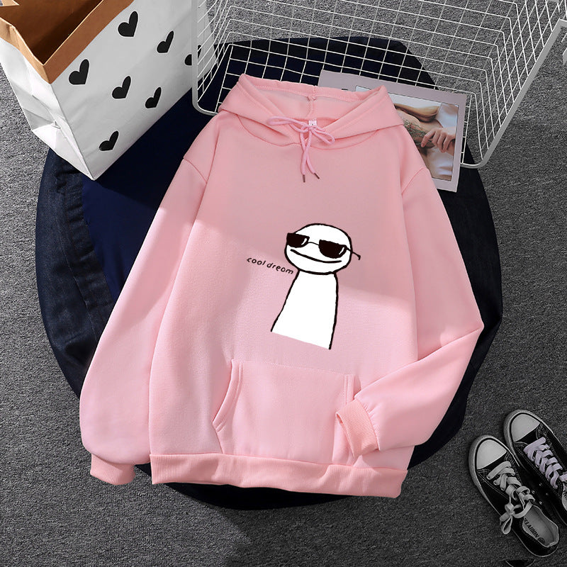 Damen nan Kapuzenpullover mit minimalistischer Grafik, lockerer Oversize-Passform und Kängurutasche Drune