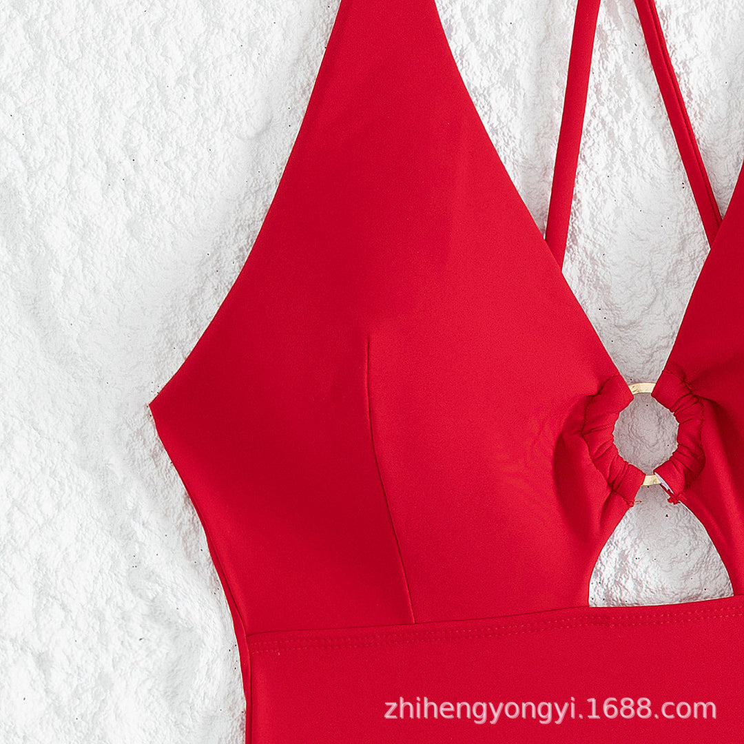 Damen Einteiler Badeanzug mit schickem Cut-Out Drune