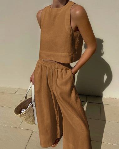 Femme Entspanntes Fit Leinen Co-Ord Set Drune