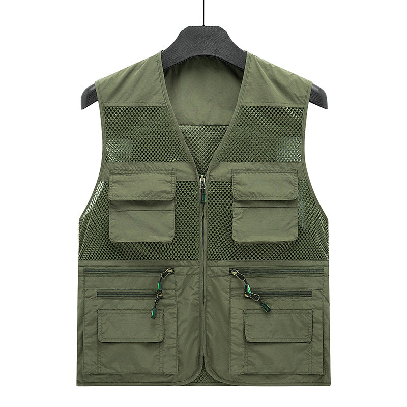 Herren Atmungsaktive Angler- und Fotografenweste mit Mesh‑Paneelen, Multifachtaschen und Zweiwege‑Reißverschluss Drune