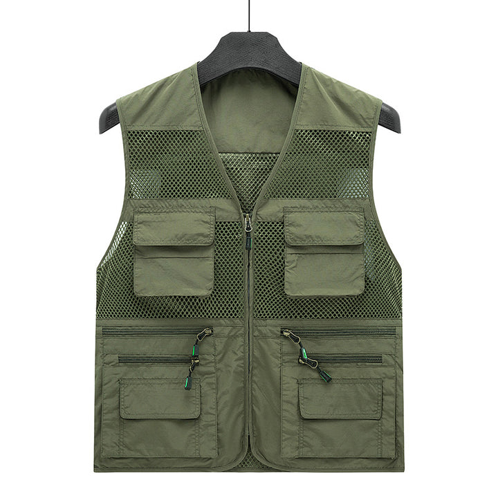 Herren Atmungsaktive Angler- und Fotografenweste mit Mesh‑Paneelen, Multifachtaschen und Zweiwege‑Reißverschluss Drune